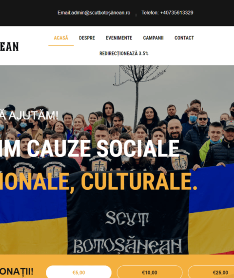 website pentru o organizație non-profit,